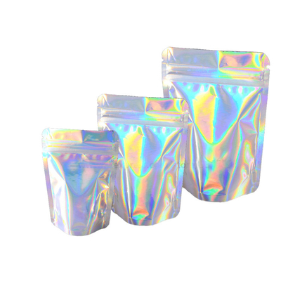 Bolsos de empaquetado iridiscentes olográficos del papel de aluminio para el cosmético del sombreador de ojos