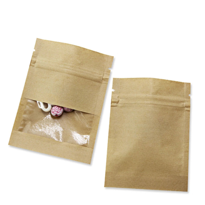 Pequeño bolso de empaquetado del papel de Brown Kraft de las habas de las nueces del bocado k con la ventana helada