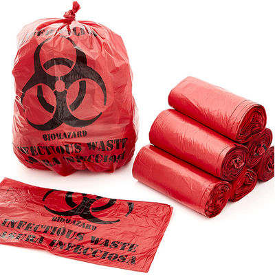Bolso de basura el 19*23in apto para el autoclave rojo del Biohazard biodegradable
