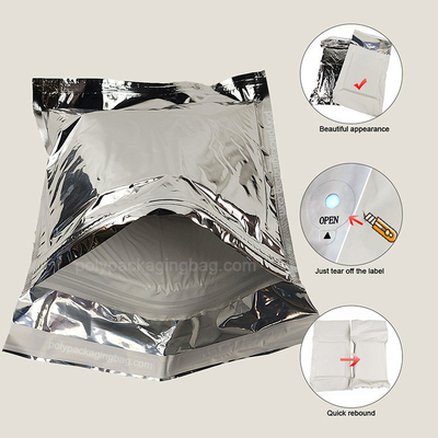 Envase térmico a prueba de agua refrigerador de caviar Envases para envío, bolsa aislada de papel de aluminio Mailer de plata