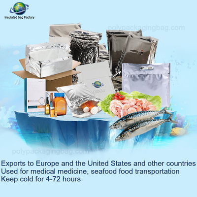 Envase térmico a prueba de agua refrigerador de caviar Envases para envío, bolsa aislada de papel de aluminio Mailer de plata